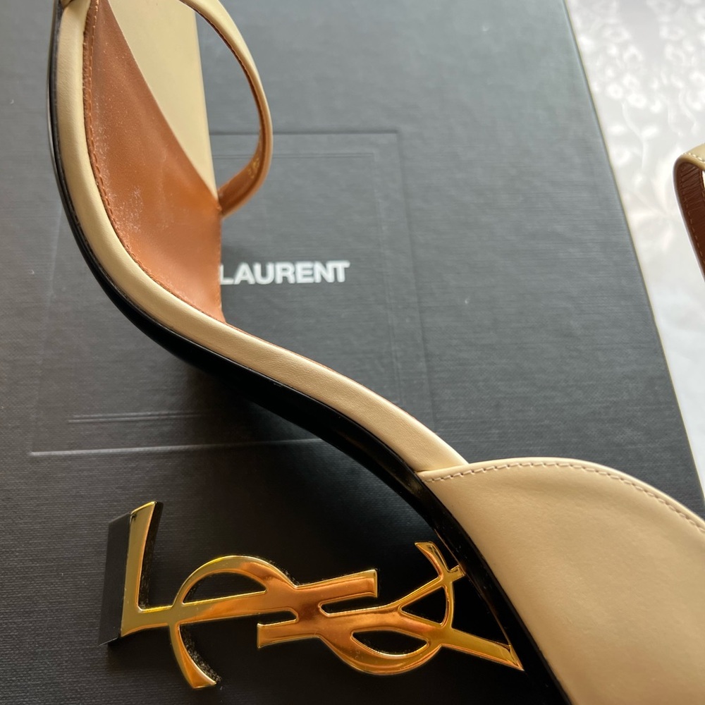 Saint Laurent Beige Ankle Strap Heels, NWB - Picture 9 of 16